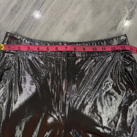 Sincerely Jules Shiny Silver Metallic Wide‎ Leg Pants - Picture 8 of 8